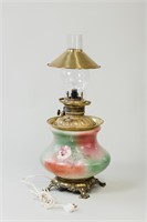 Vintage Floral Hand-Painted Electric Oil Lamp