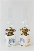 Vintage Ironstone & Brass Oil Lamps
