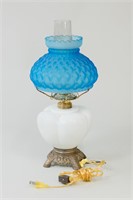 Blue Glass Victorian Electric Table Lamp