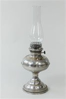 Vintage Rayo Silver Oil Lamp with Glass Chimney