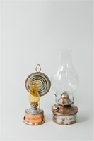 Vintage Copper-Tone Oil Lamp Duo