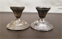 Pair of Weighted Sterling Candle Holders. 10.57OZT