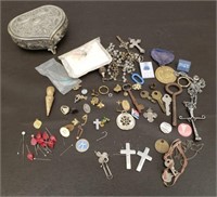 Silverplate Jewelry Box w/ Assorted Religious