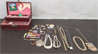 Vintage Jewelry Box w/Costume Jewelry