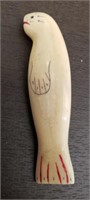 Unique Possibly Native Carved, Bone Sea Lion Pin.
