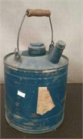Vintage Blue Gasoline Can, Has Dent