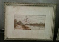 Framed Watercolor By Louis K. Harlow, Approx. 22