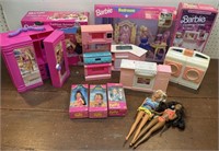 Barbie kitchen accessories and wardrobe, Barbie