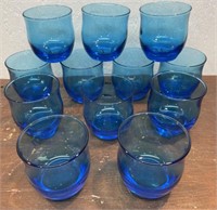 12 vintage blue rock glasses