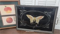 Fruit print and Art Deco butterfly tray (some