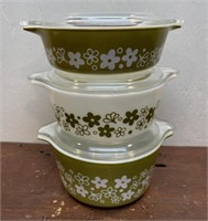 3 Pyrex spring blossom covered baking dishes