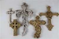 5 Rustic Resin-Carved Celtic Crosses