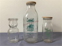 Vintage Glass Milk Bottles & Baby Face Cream