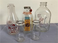 Assorted Vintage Glass Milk Bottles