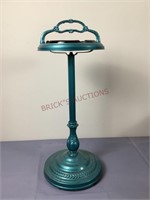 Teal Metal Ashtray Stand with Brown Ashtray