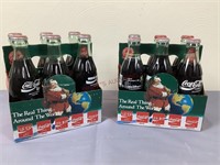 Christmas Coca Cola Carriers + Assorted Bottles