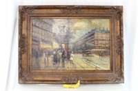 Orig. Signed Shannon "European City" Oil Painting