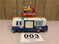 Vintage Tin NBC Television Toy Van