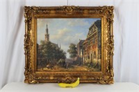 Orig. Signed Thompson "European Life" Oil Painting