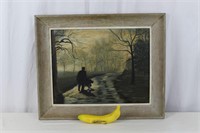 Orig. Signed Adele "Man With A Cart" Oil Painting