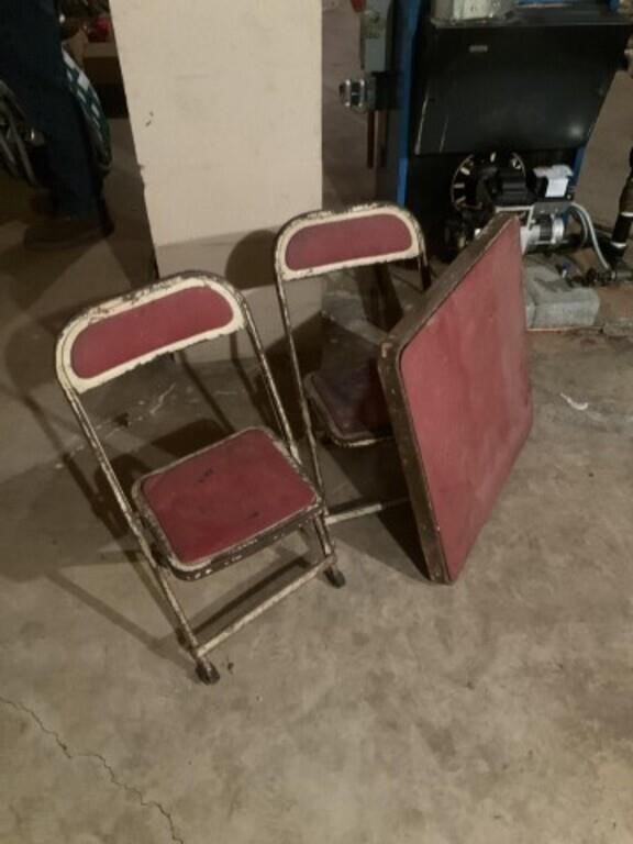 Metal childs table and 2 chairs