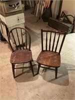 2 small wooden chairs