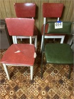 3 wood & vinel chairs &One folding chair
