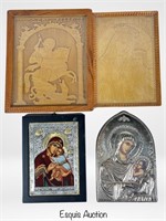 Russian & Greek Orthodox Icons- Silver & Wood