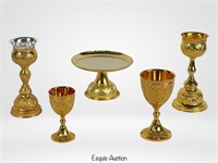 Church Chalice & Community Cup Set w/ Sterling Sil