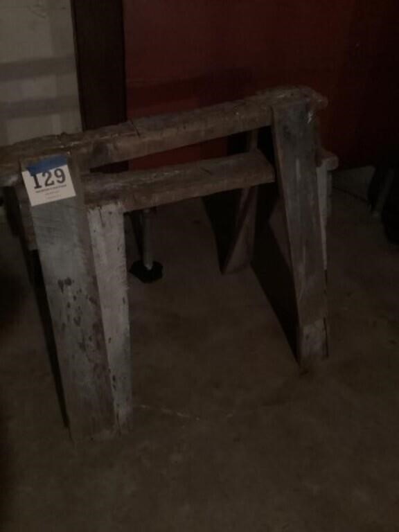 Pair of wooden sawhorses