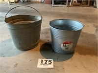 Two galvanized buckets