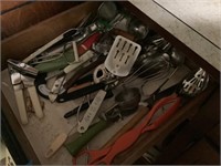 Kitchen drawer of utensils