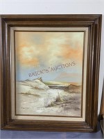 Sunrise on the Beach Oil on Canvas Signed Print