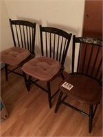 Set of three Hitchcock spindle back chairs