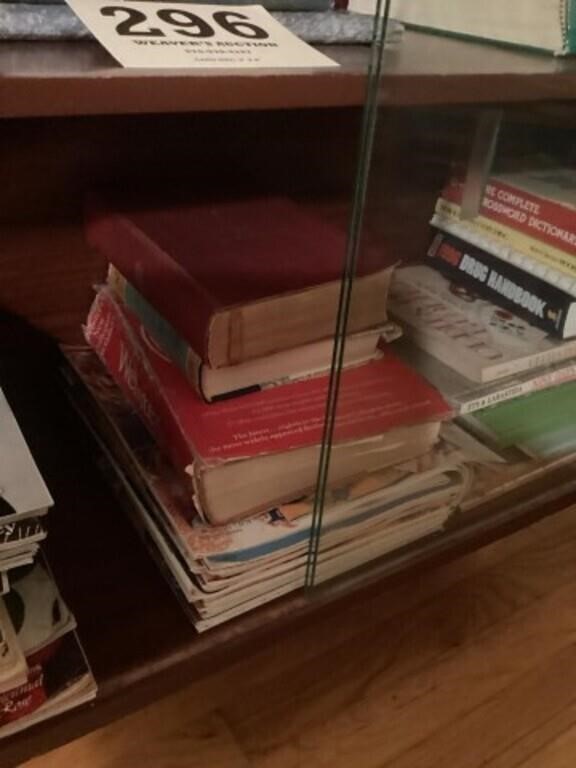 All books and magazines in cabinet