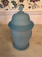 Vintage Indiana Glass Satin Blue Apothecary Jar