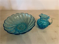 Pair Turquoise Blue Glassware