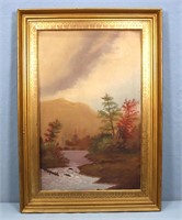 19th C. Oil on Board Landscape Painting