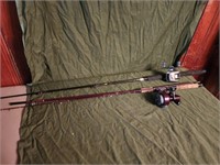 2 fishing reels and rods
