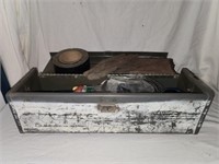 Hard plastic tool box with misc tools and more