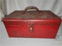 Metal tool box with misc tools and more