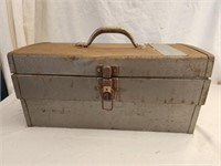 Metal toolbox with misc tools and more