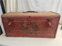Metal toolbox with misc tools and more