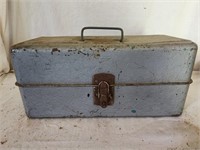 Metal toolbox with nails and more
