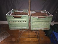 Consolidated Dairies Adv crates with iron stand