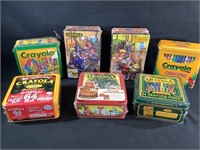 7 Sealed Crayola Crayons in Metal Boxes