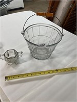 Glass bucket and etched glass cup