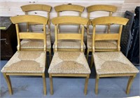 Set of 6 Rush Seat Dining Chairs