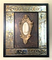 L Plaque Centered on Etched Band Mirror