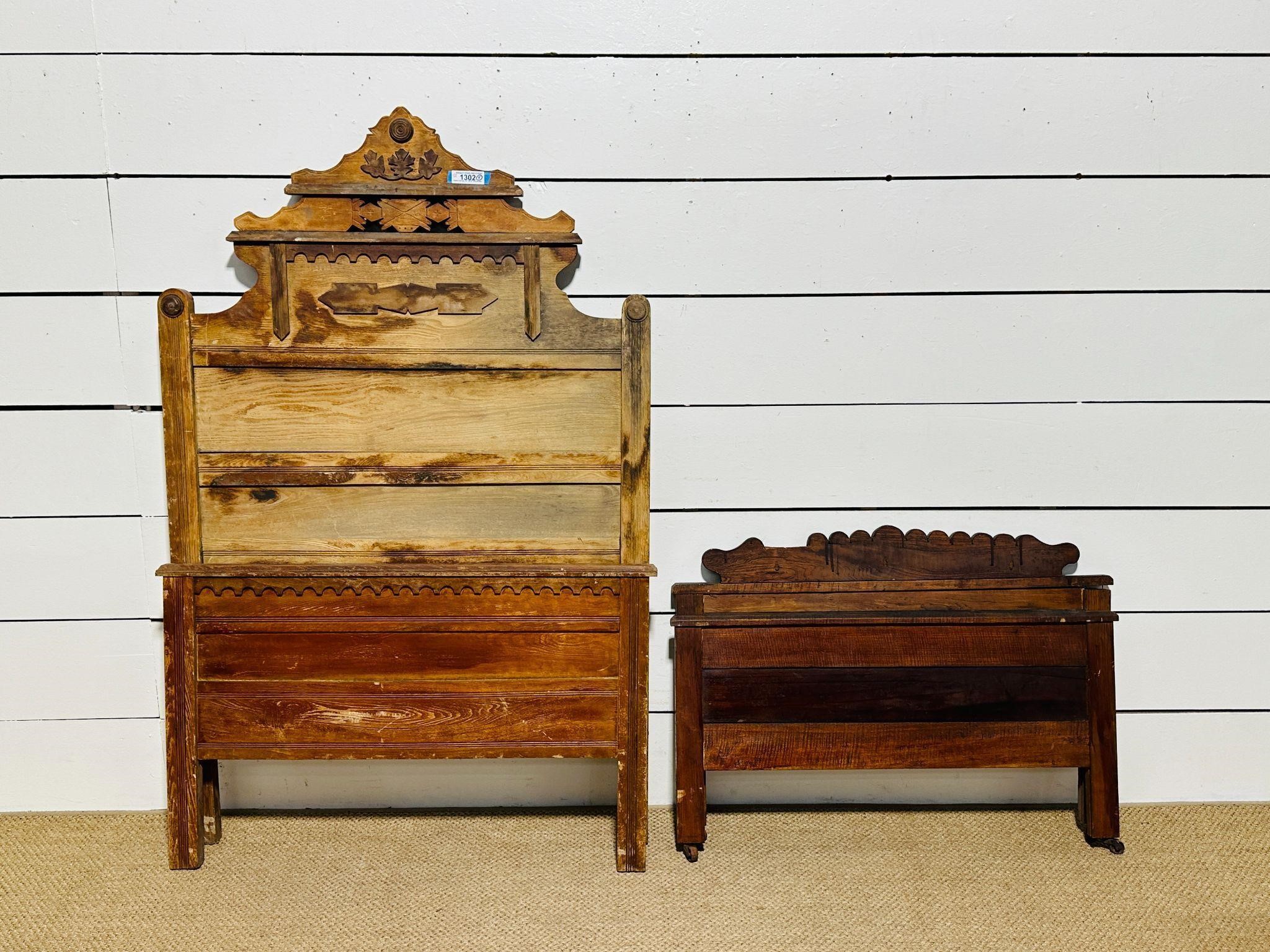 (4) Solid Wood Bed Salvage Pieces